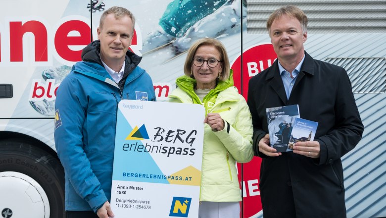 v.l.n.r.: Markus Redl - Geschäftsführer ecoplus Alpin, Landeshauptfrau Johanna Mikl-Leitner, Michael Duscher – Geschäftsführer Niederösterreich Werbung, © Attila Molnár